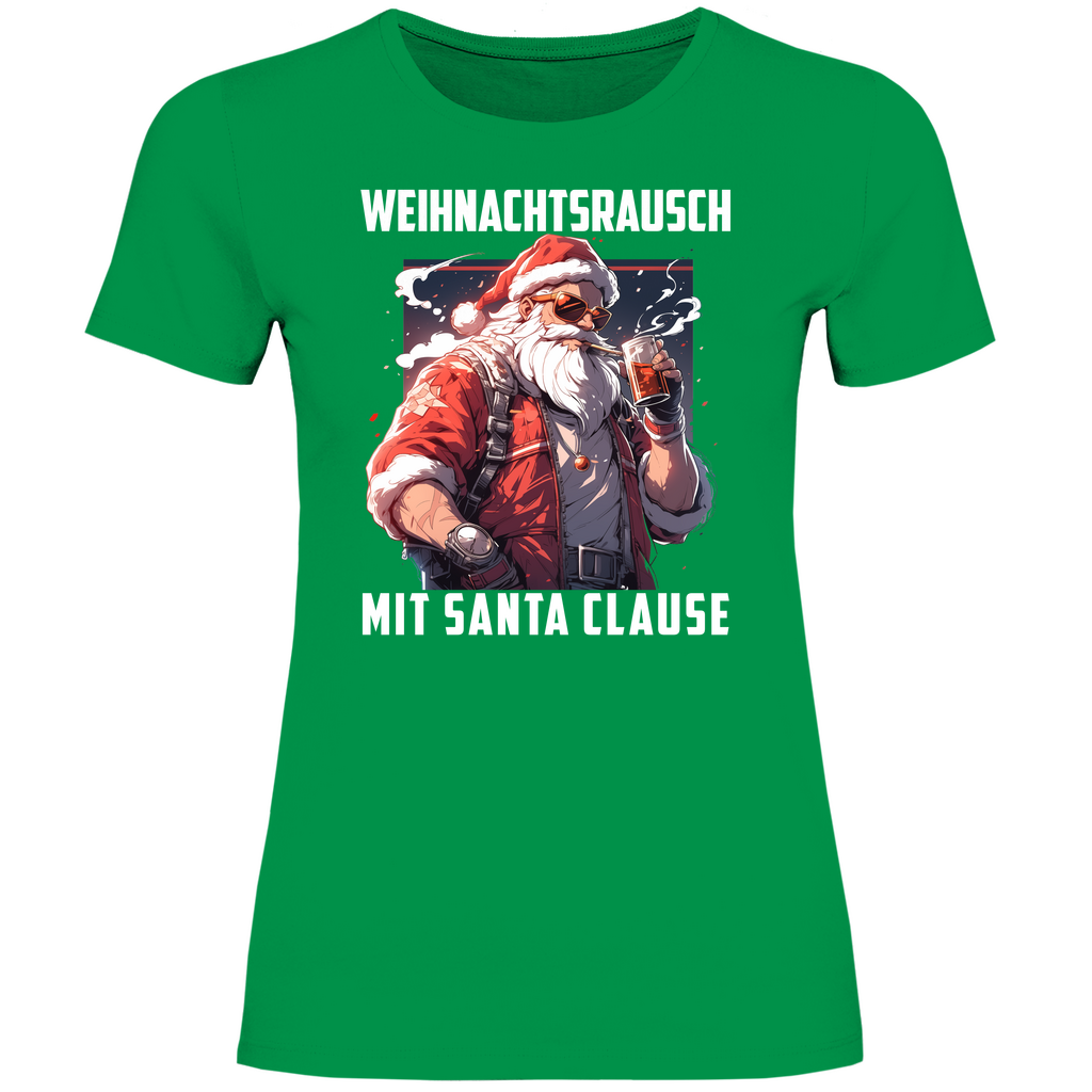Weihnachtsrausch mit Santa Clause - Damenshirt Kelly Green