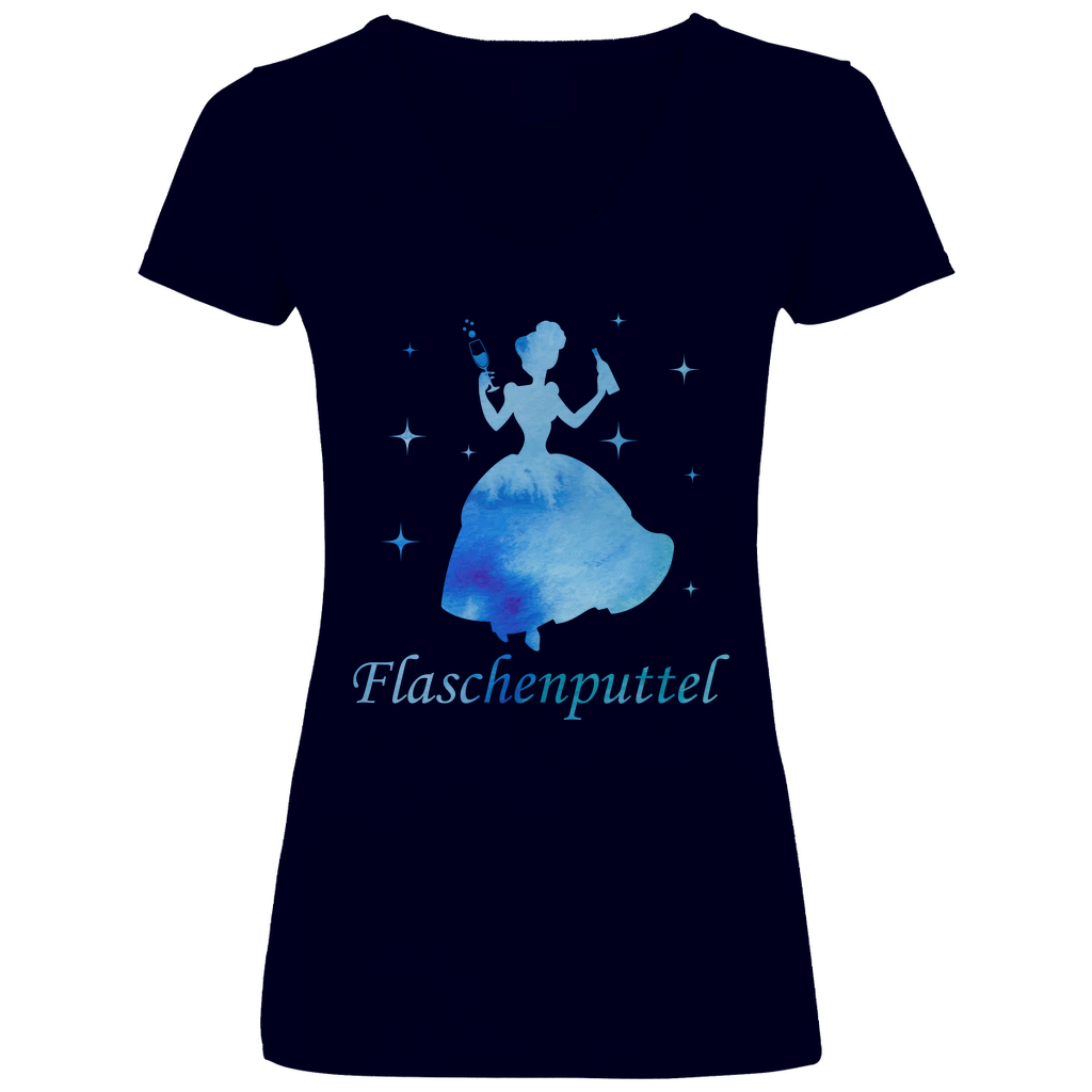 Flaschenputtel - Prinzessin Aquarell - V-Neck Damenshirt
