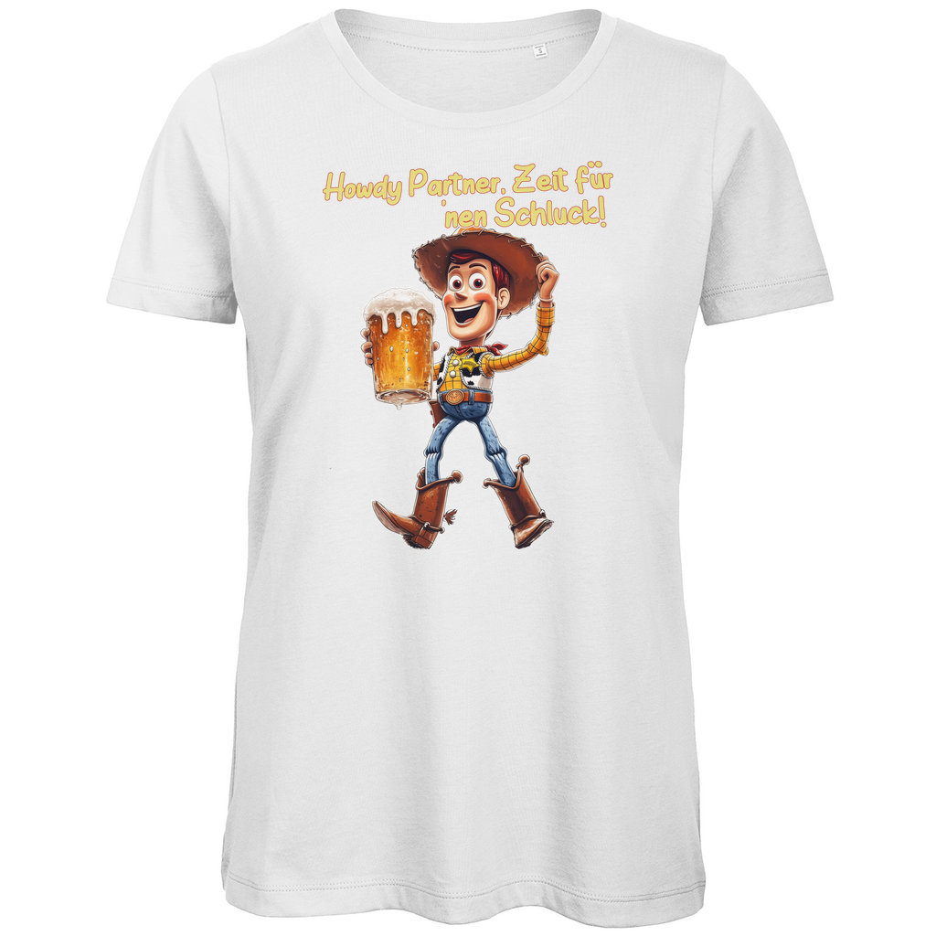 Howdy Partner Zeit für nen Schluck - Woody Toy Story - Damen Premium Bio T-Shirt White