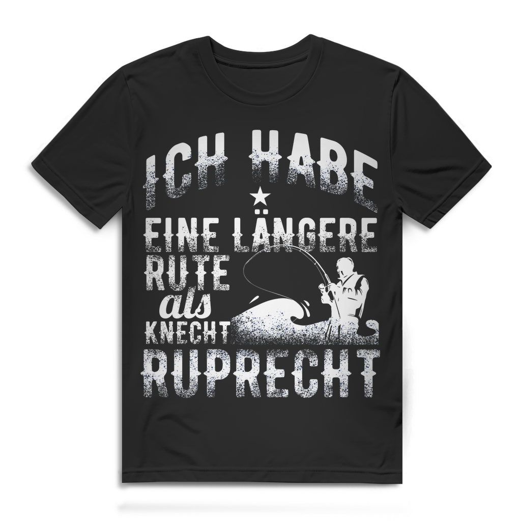 Ich habe eine längere Rute als Knecht Ruprecht – Lustiges Angelshirt Männer Black