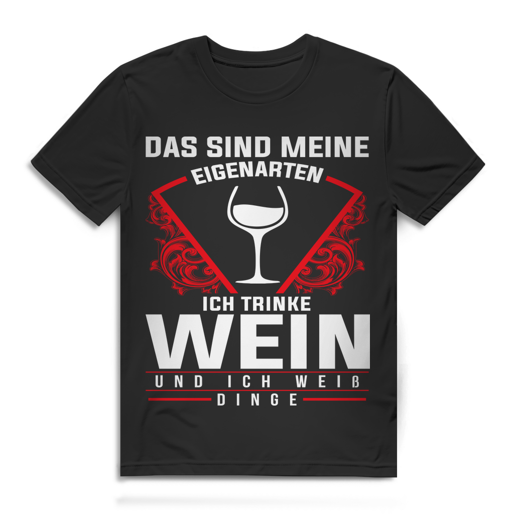 Wein Shirt Männer Lustig Trinker Spruch T-Shirt Geschenk Weinliebhaber Herren Black