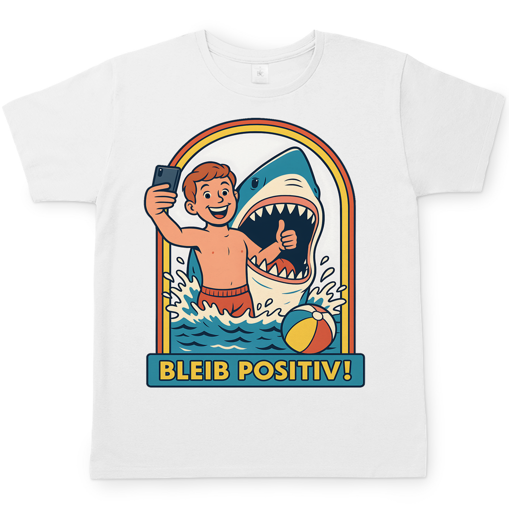 Bleib Positiv Hai Selfie Retro - Herren T-Shirt White