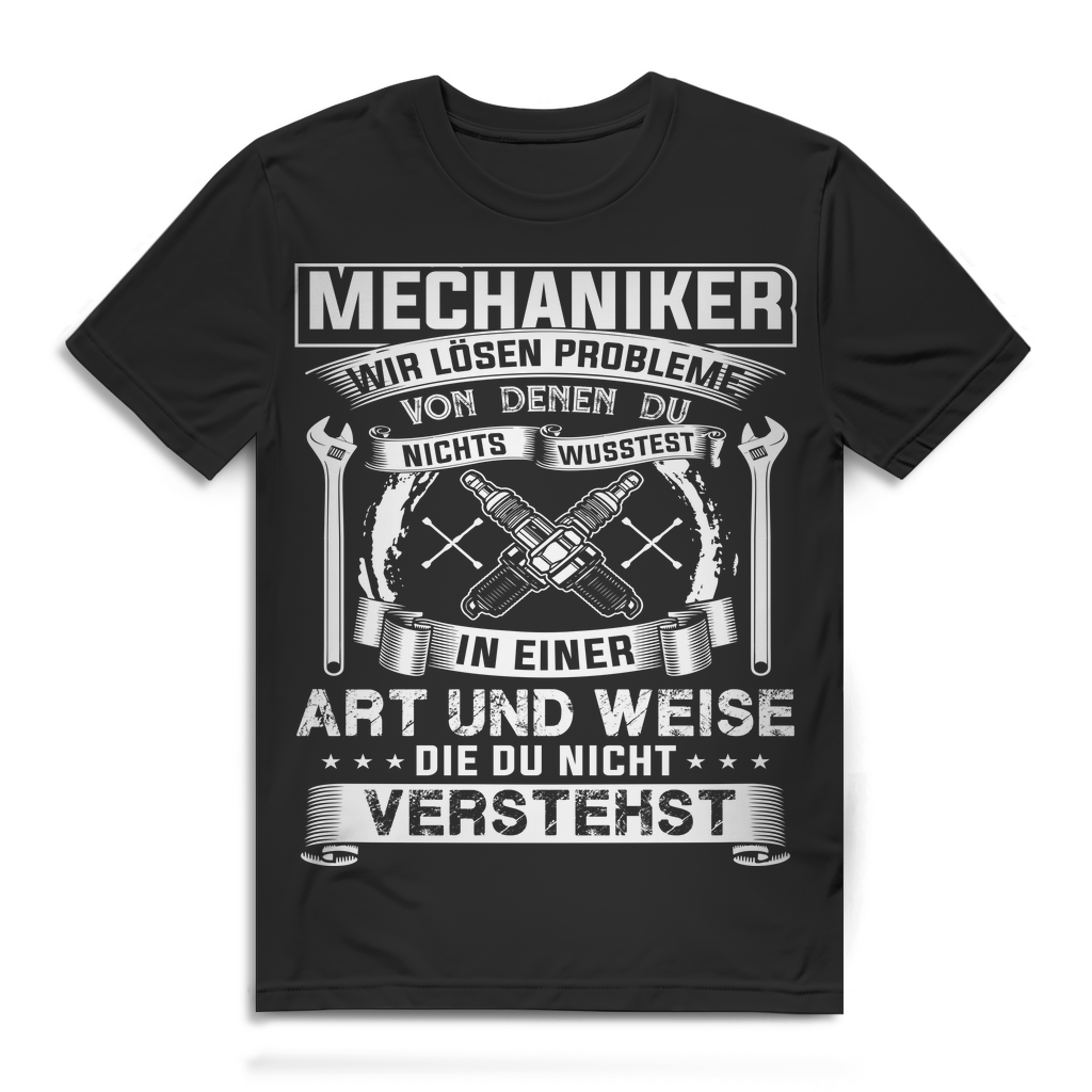 Herren T-Shirt Mechaniker löst Probleme die du nicht kennst Black