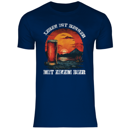 Leben ist besser mit einem Bier - Herren Shirt Navy