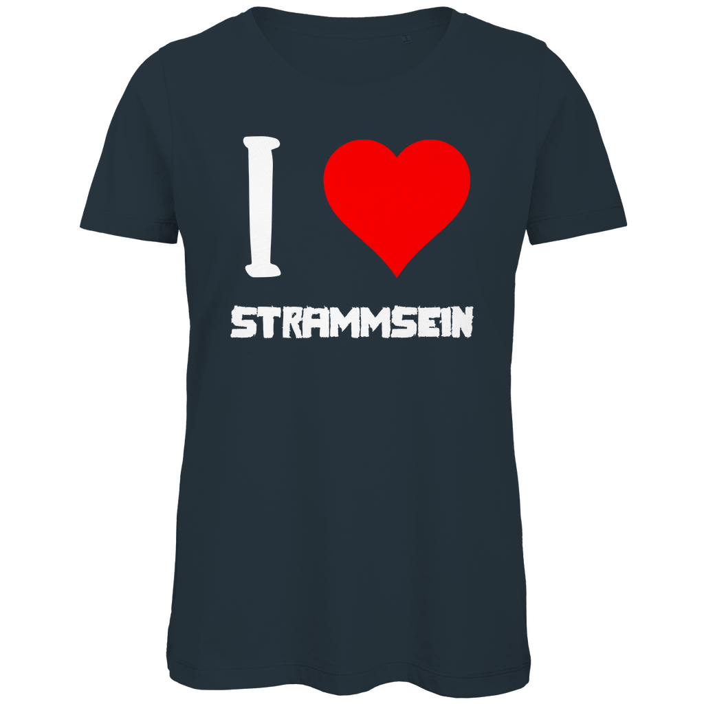 I love Strammsein - Damen Premium Bio T-Shirt Dark Grey