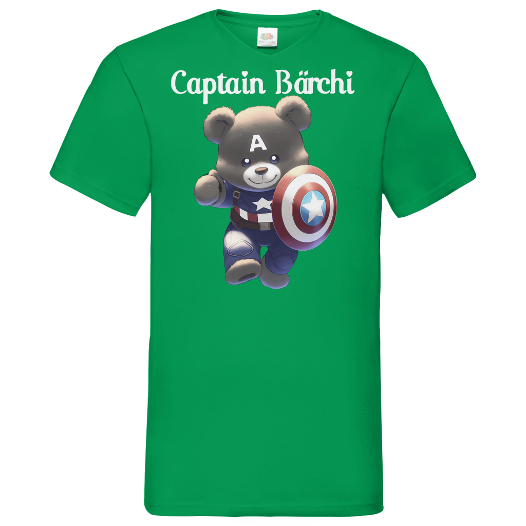 Captain Bärchi - Glücksbärchi - Herren V-Neck Shirt Kelly Green