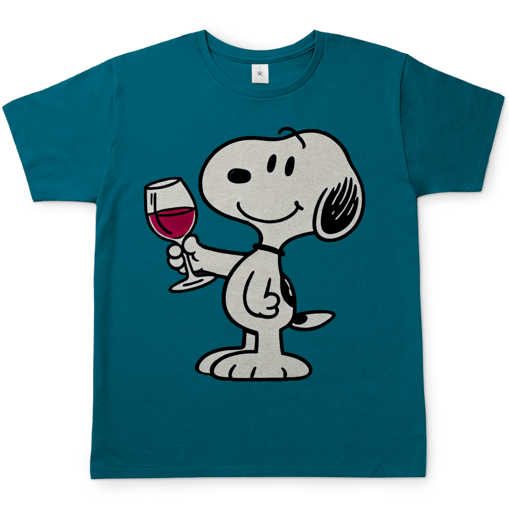 Snoopy mit Wein - Die Peanuts - Herren Shirt Diva Blue