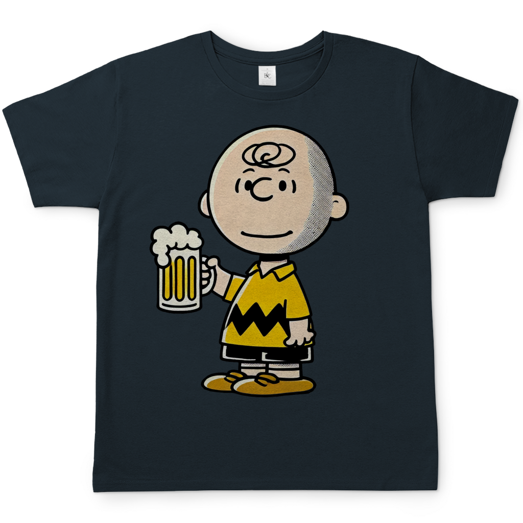 Charly Brown mit Bier - Die Peanuts - Herren Shirt Dark Grey Solid