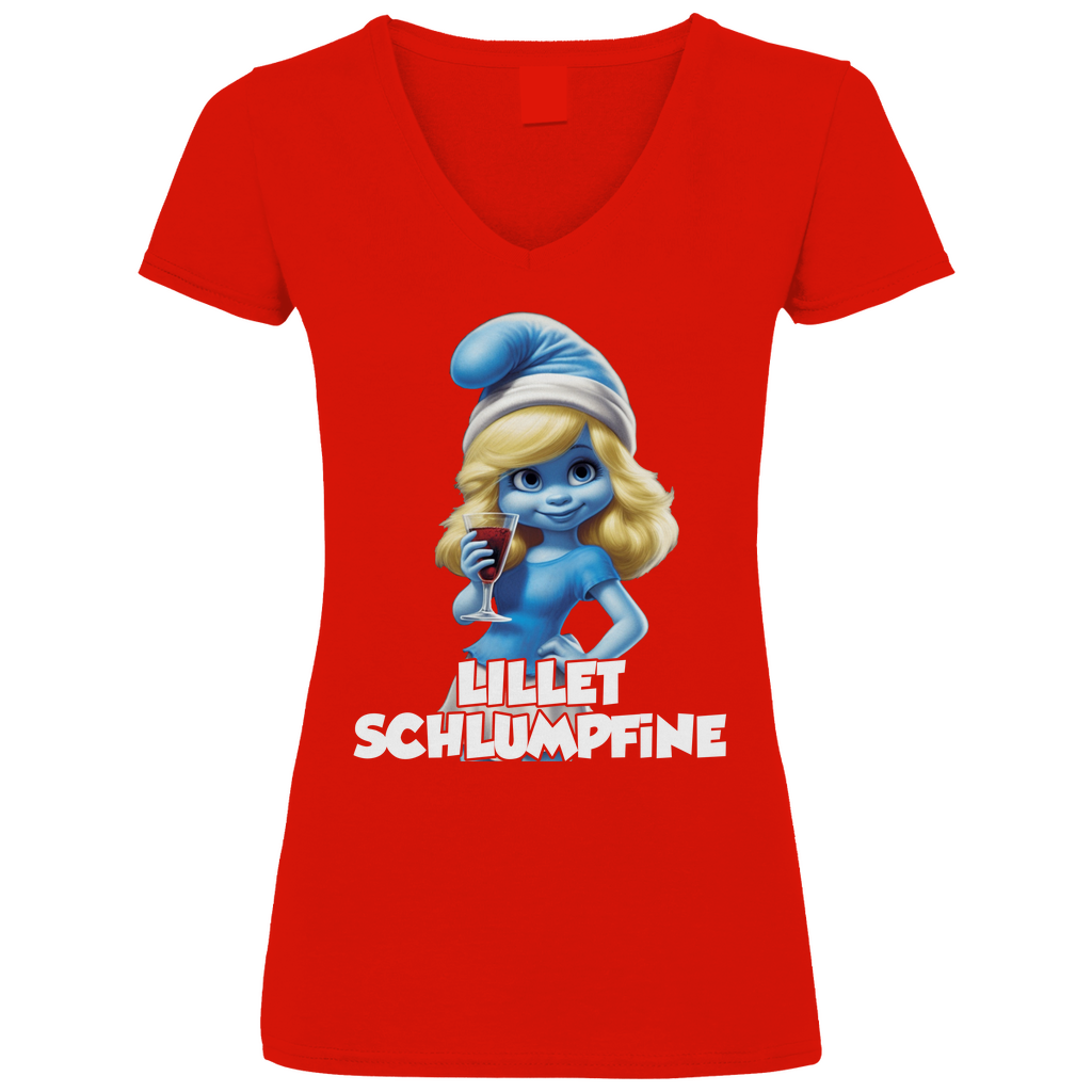 Lillet Schlumpfine Grafik - V-Neck Damenshirt