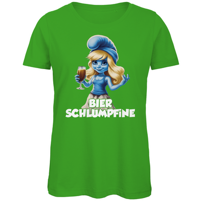 Bier Schlumpfine Grafik - Damen Premium Bio T-Shirt