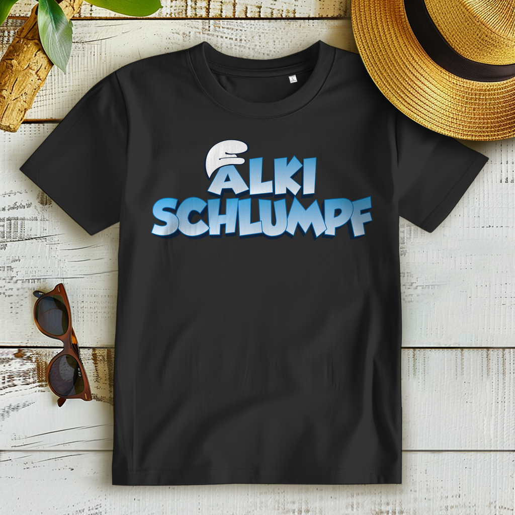 Damen T-Shirt Alki Schlumpf – Witziges Partyshirt für Saufgelage &amp; Mädelsabend Black