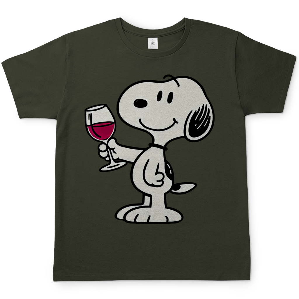 Snoopy mit Wein - Die Peanuts - Herren Shirt Urban Khaki