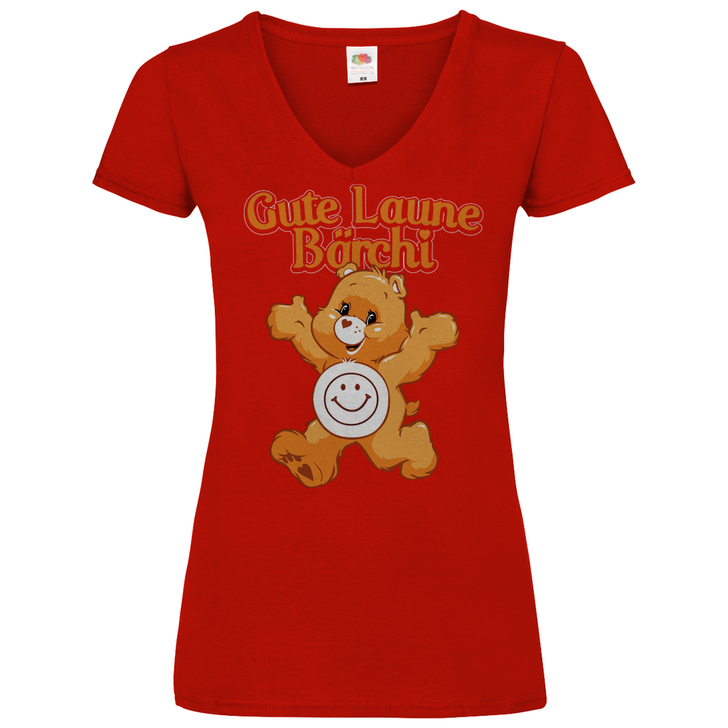 Gute Laune Bärchi - Glücksbärchi - V-Neck Damenshirt Red
