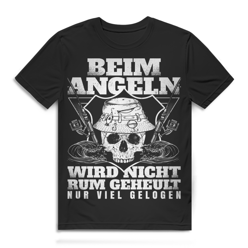 Herren T-Shirt Beim Angeln wird nicht geheult nur viel gelogen Angler Black