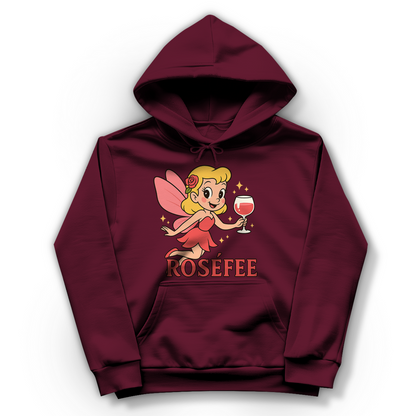 Damen Hoodie ROSÉFEE – Rosé Wein Fee Motiv kuscheliger Kapuzenpullover Burgundy