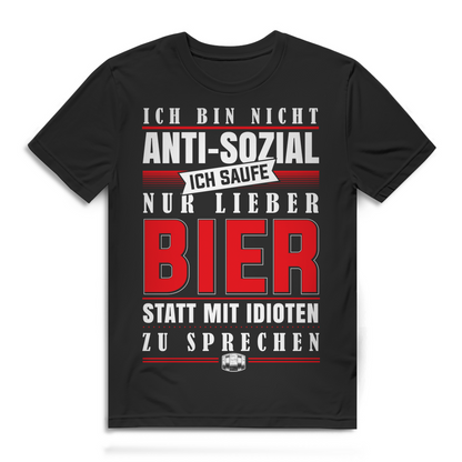 Lustiges Bier Shirt Männer – Lieber saufen als reden – Statement T-Shirt Black
