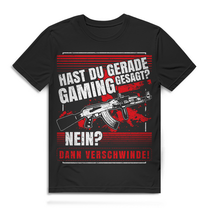 Gaming T-Shirt Männer – Provokanter Spruch mit Waffe – Gamer Statement Oberteil