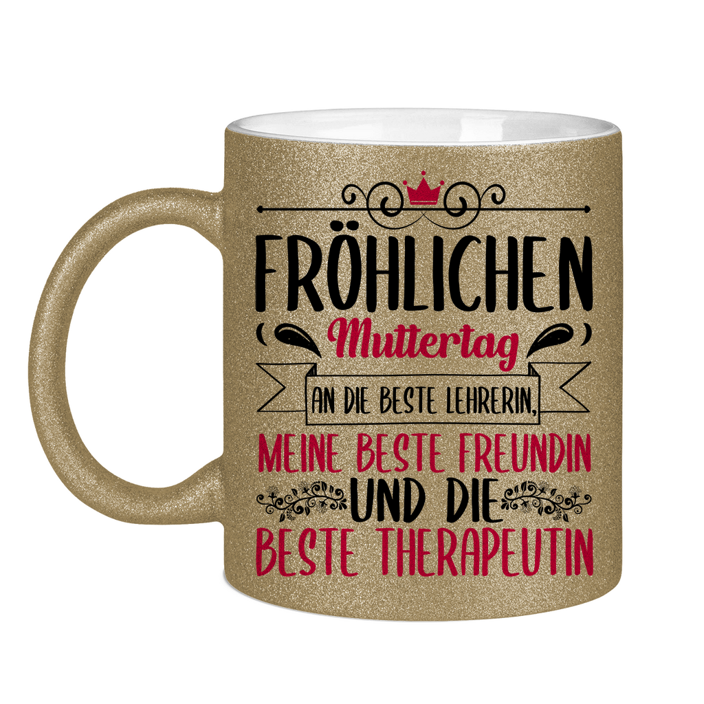 Fröhlichen Muttertag an die beste Mutter - Glitzertasse Dark Gold Glitter One size