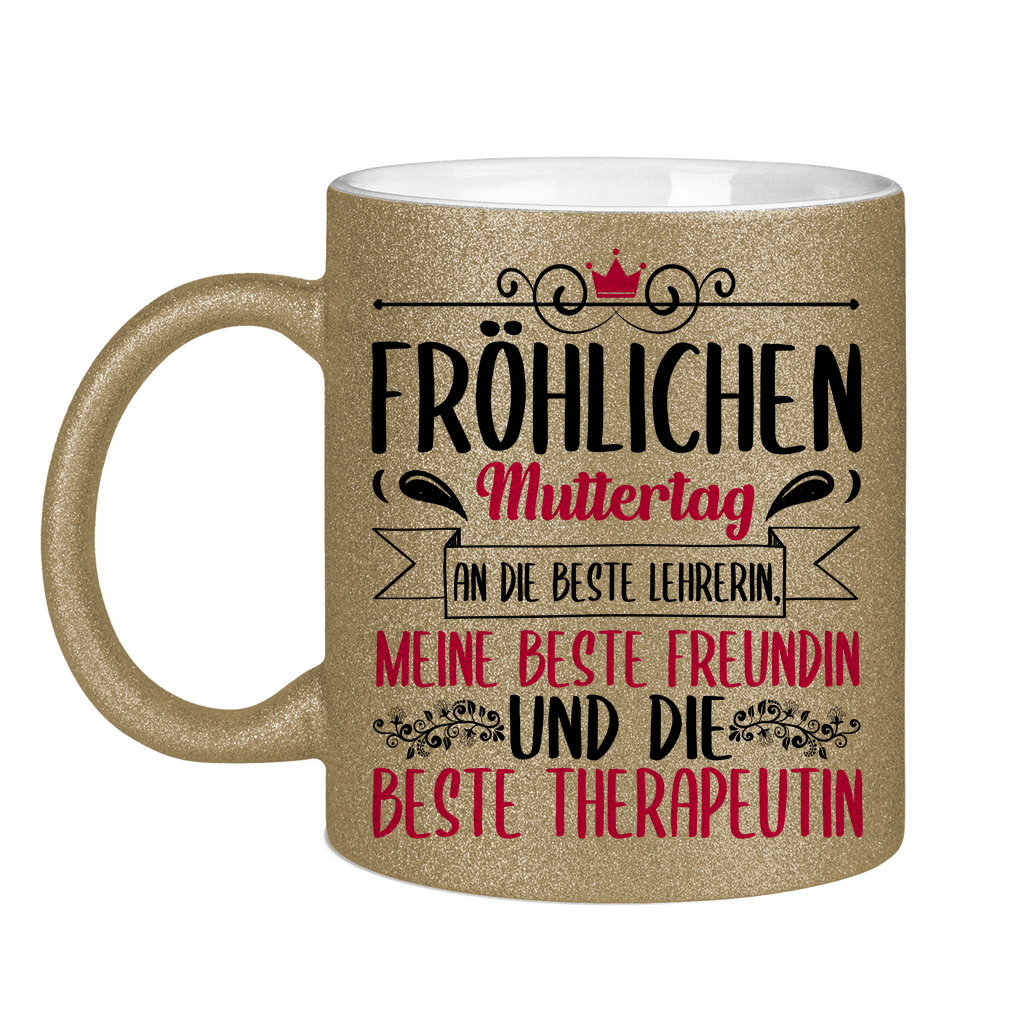 Fröhlichen Muttertag an die beste Mutter - Glitzertasse