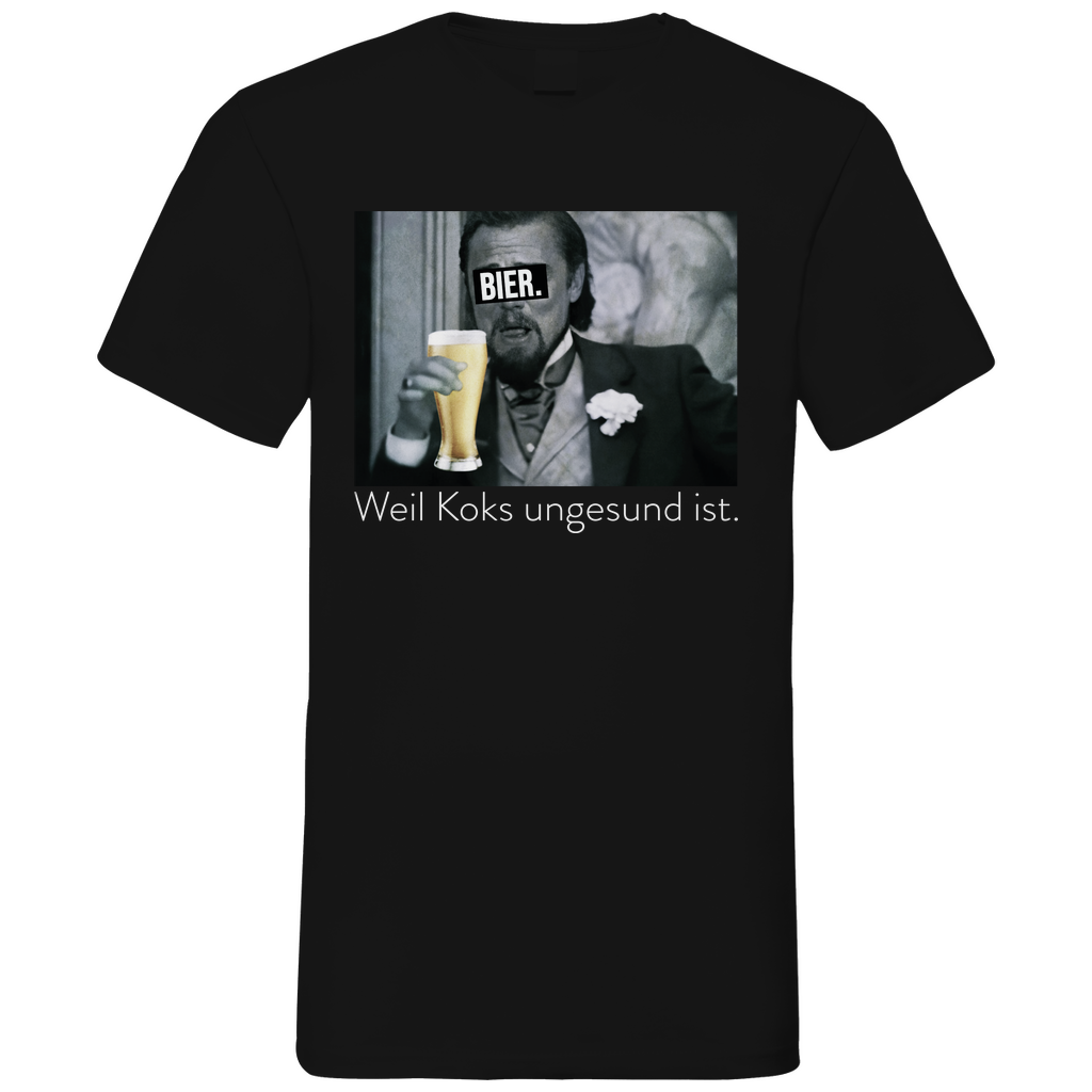 Leonardo DiCaprio - Bier weil Koks ungesund ist - Herren V-Neck Shirt Black