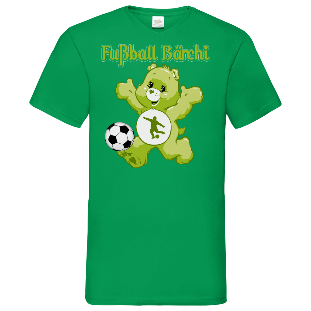 Fußball Bärchi - Glücksbärchi - Herren V-Neck Shirt Kelly Green