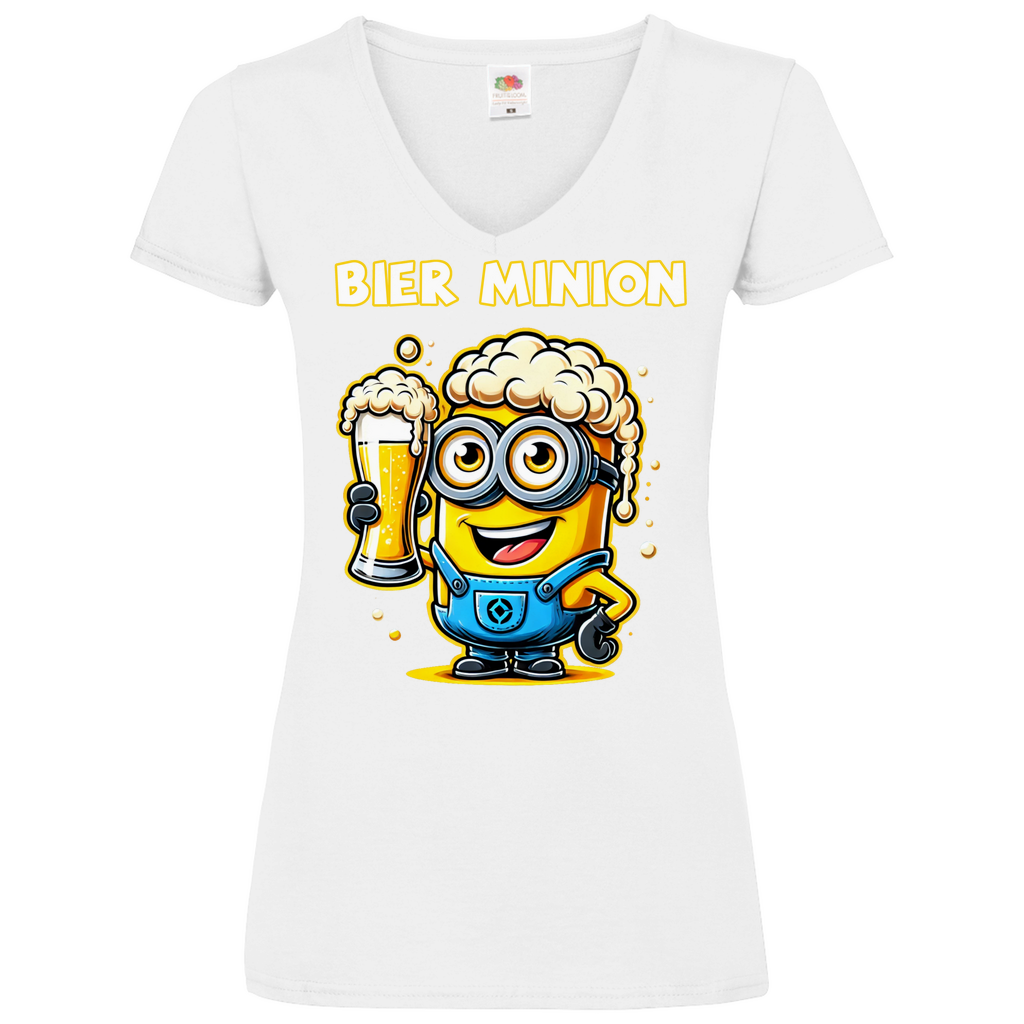 Bier Minion - V-Neck Damenshirt