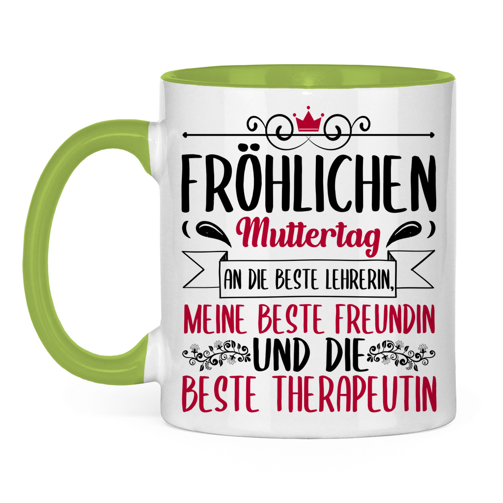 Fröhlichen Muttertag an die beste Mutter - Tasse zweifarbig Light Green