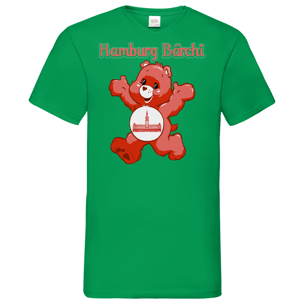 Hamburg Bärchi - Glücksbärchi - Herren V-Neck Shirt Kelly Green