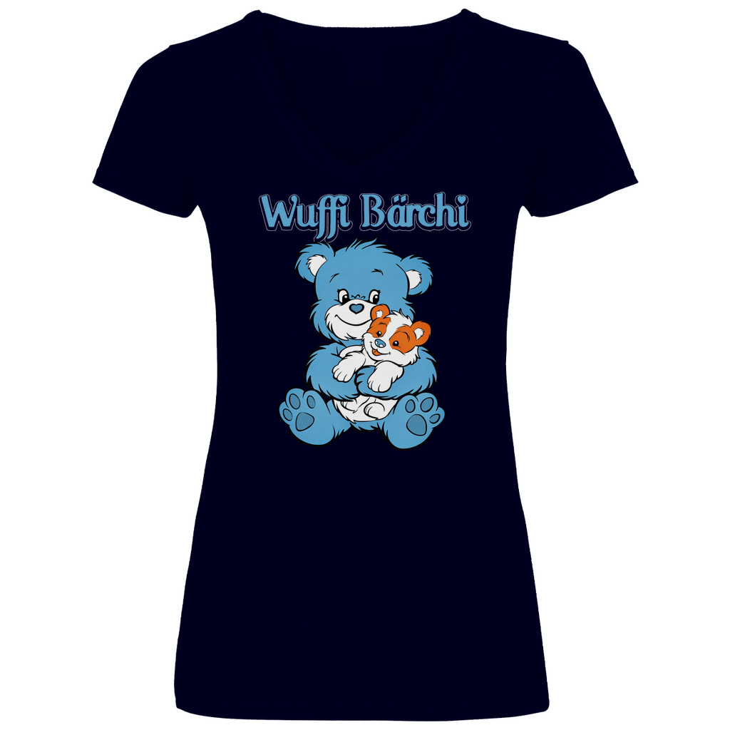 Wuffi Bärchi - Glücksbärchi - V-Neck Damenshirt Deep Navy