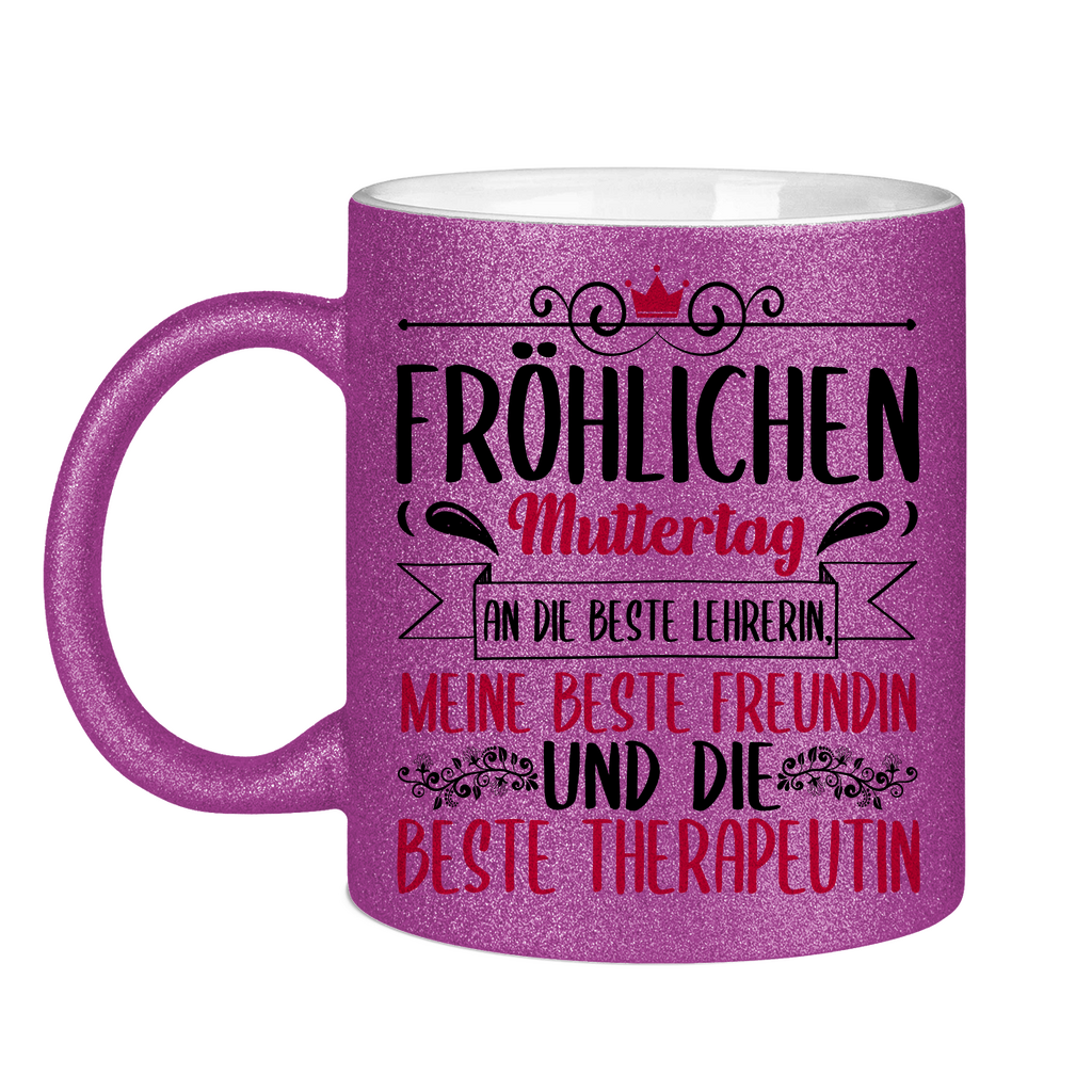 Fröhlichen Muttertag an die beste Mutter - Glitzertasse