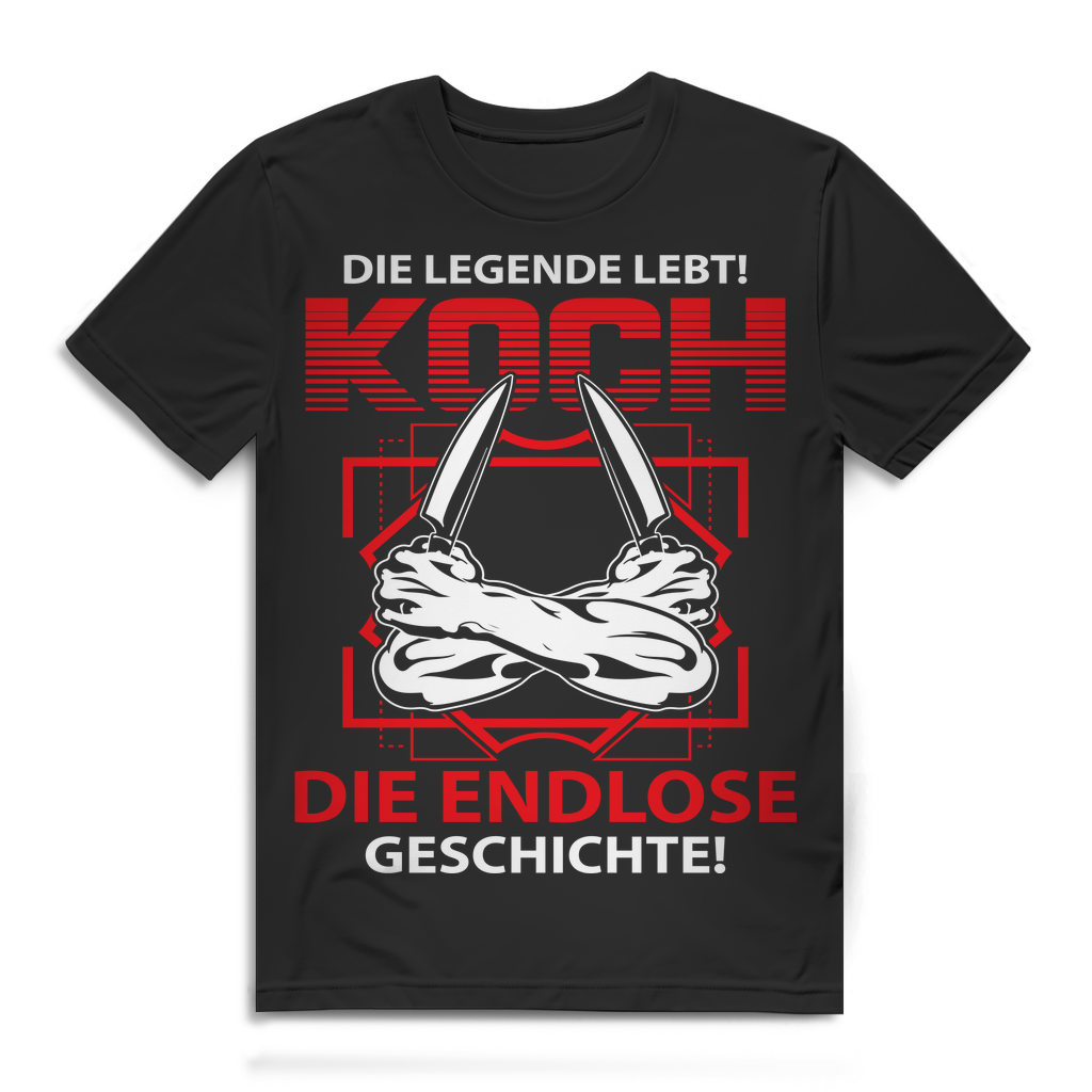 Koch Shirt Männer – Die Legende lebt – Die endlose Geschichte – Küche BBQ Black