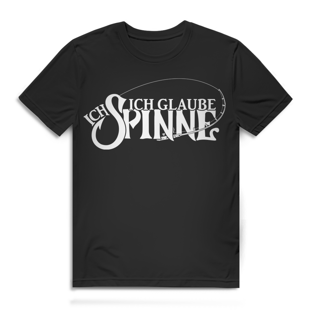 Herren T-Shirt Ich glaube ich spinne Spinnfischen Angler Shirt Black