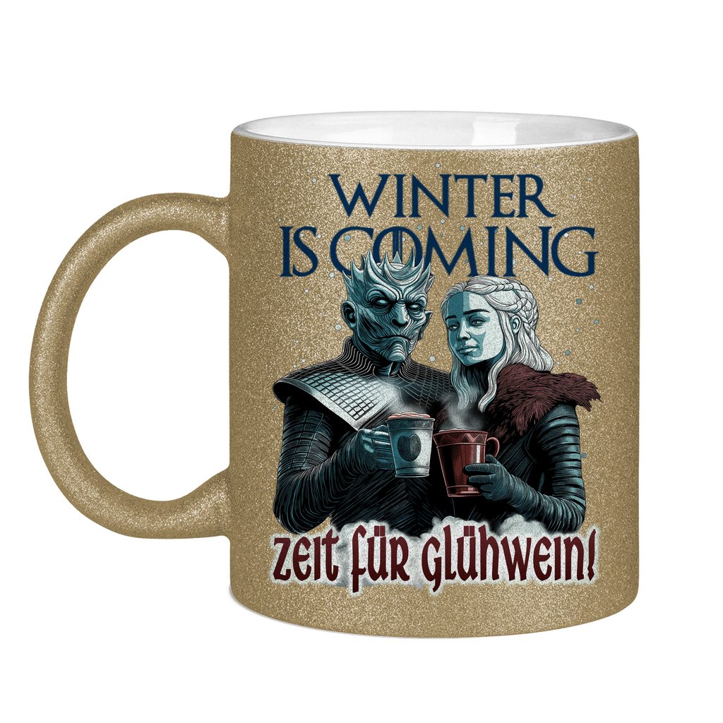 Winter is coming - Zeit für Glühwein - Glitzertasse Dark Gold Glitter One size
