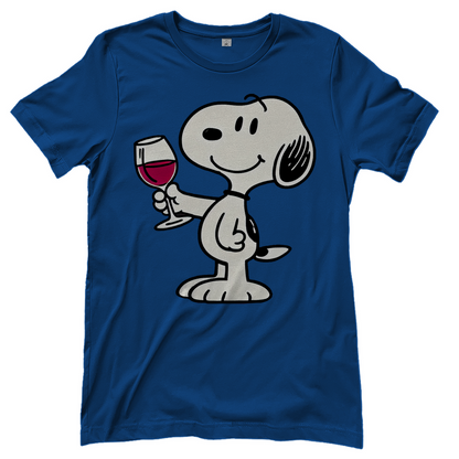 Snoopy mit Wein -  Die Peanuts - Damenshirt