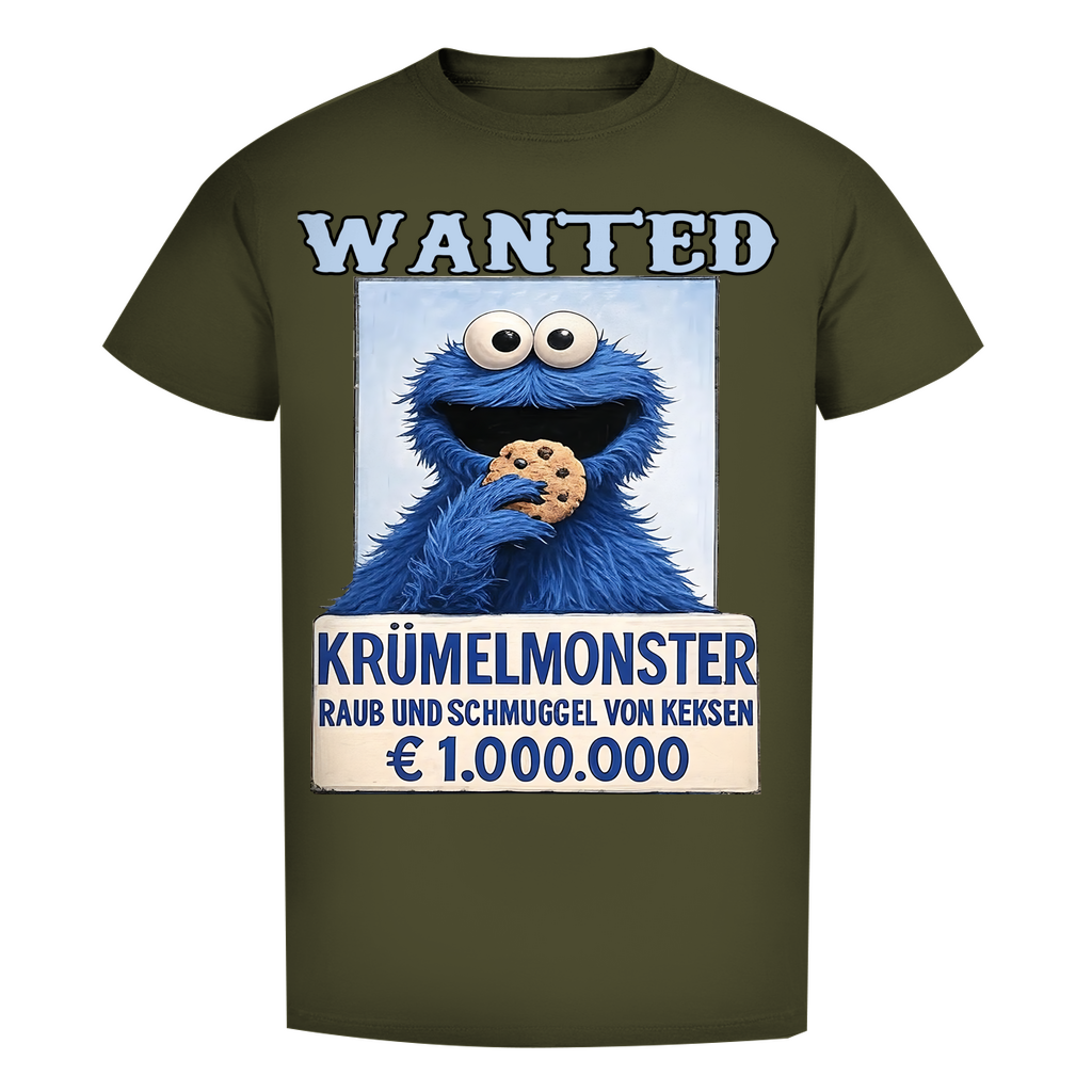 Wanted Krümelmonster Raub und Schmuggel von Keksen - Herren Premium Bio T-Shirt Khaki