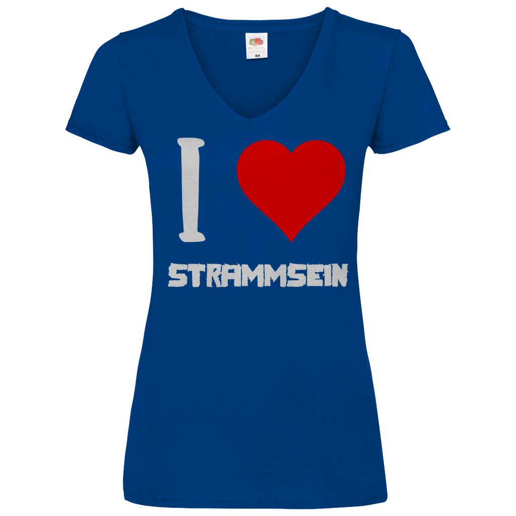 I love Strammsein - V-Neck Damenshirt Royal Blue
