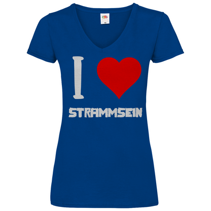 I love Strammsein - V-Neck Damenshirt Royal Blue