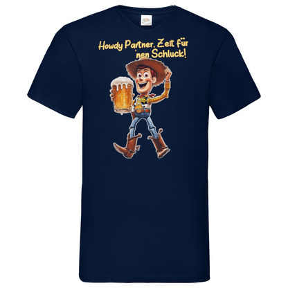 Howdy Partner Zeit für nen Schluck - Woody Toy Story - Herren V-Neck Shirt