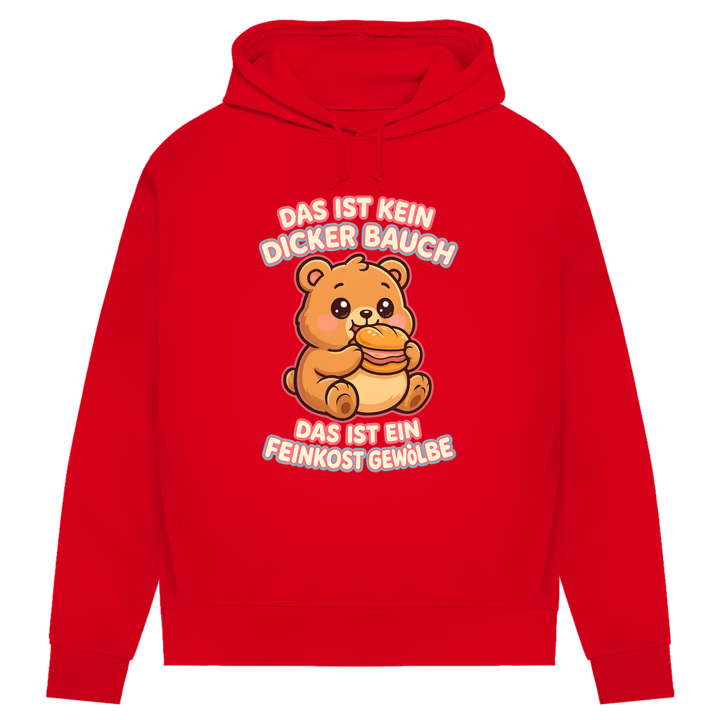 Damen Premium Bio Hoodie Das Ist Kein Dicker Bauch Das Ist Ein Feinkost Gewölbe Teddybär Red