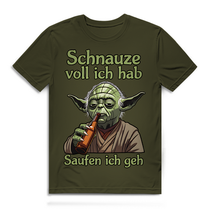 Herren Premium Bio T-Shirt Yoda Schnauze Voll Ich Hab Saufen Ich Geh Khaki