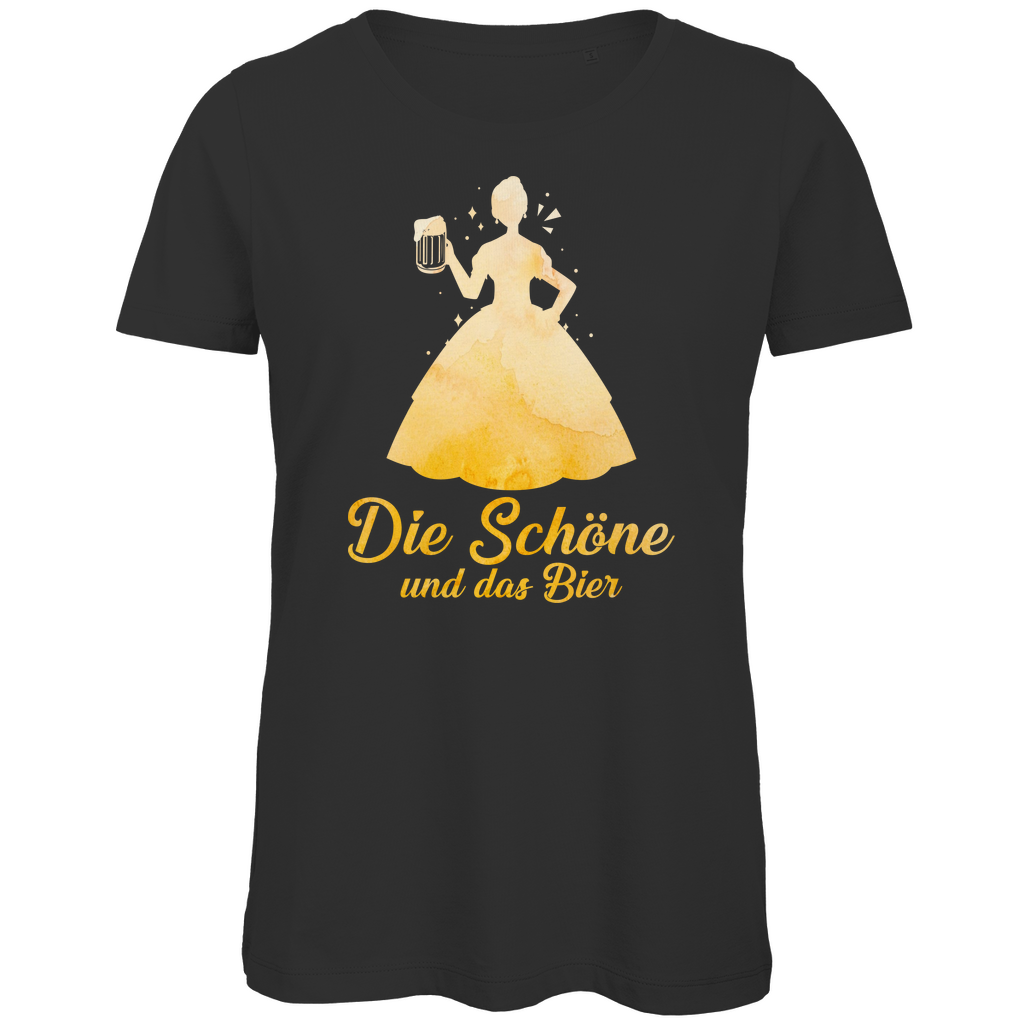 Die schöne und das Bier - Prinzessin Aquarell - Damen Premium Bio T-Shirt Black