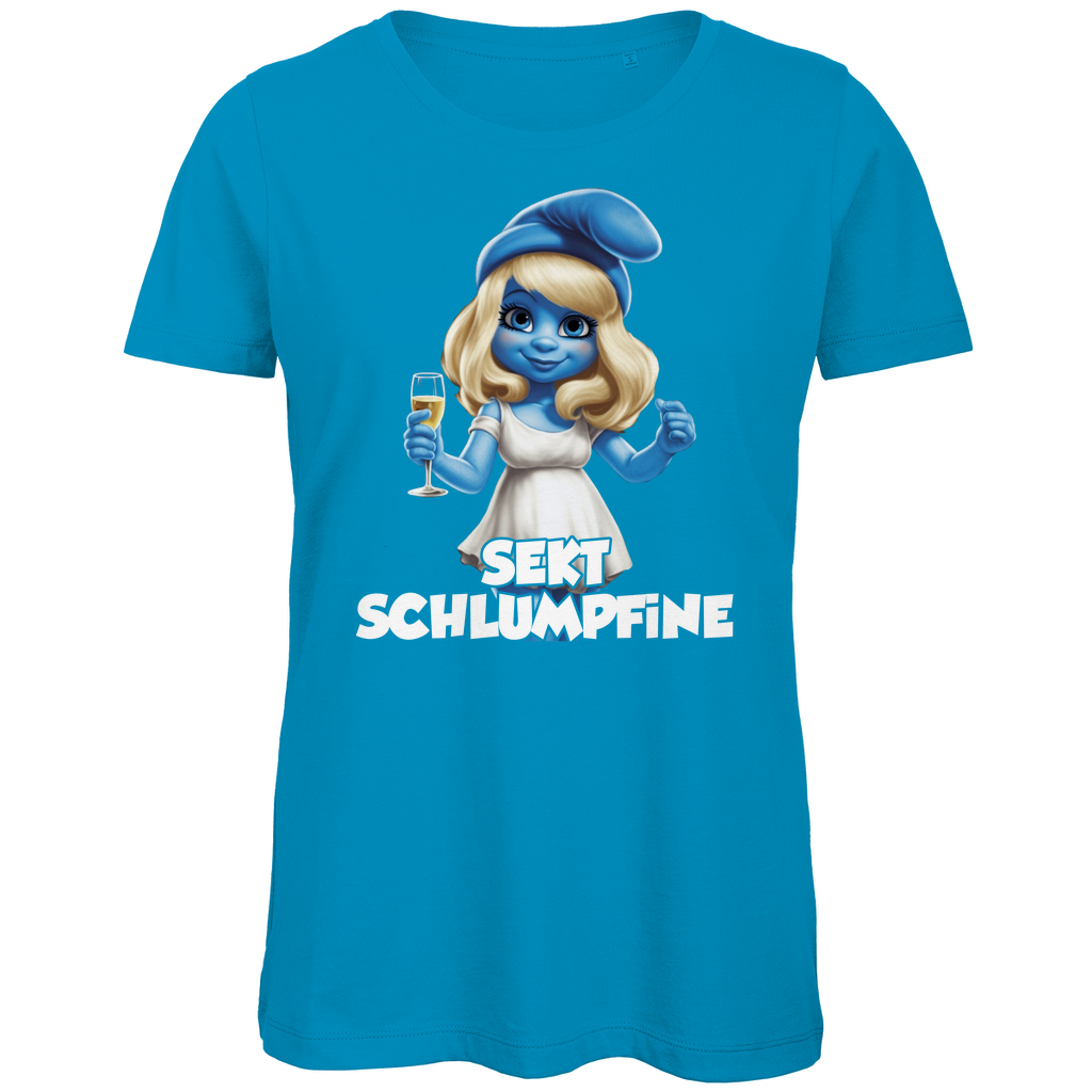 Sekt Schlumpfine Grafik - Damen Premium Bio T-Shirt