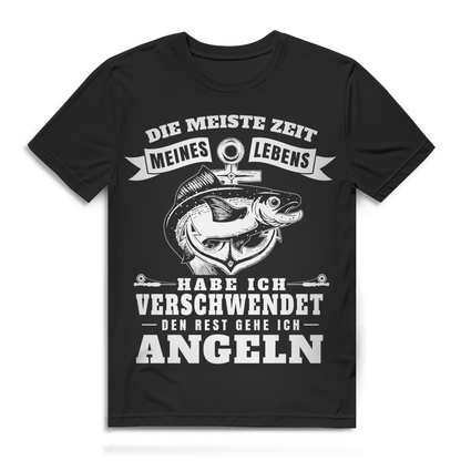 Lustiges Angelshirt Herren – Die meiste Zeit verschwendet Angeln Spruch T-Shirt