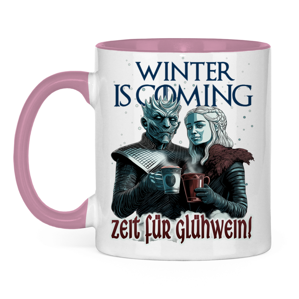 Winter is coming - Zeit für Glühwein - Tasse zweifarbig Pink