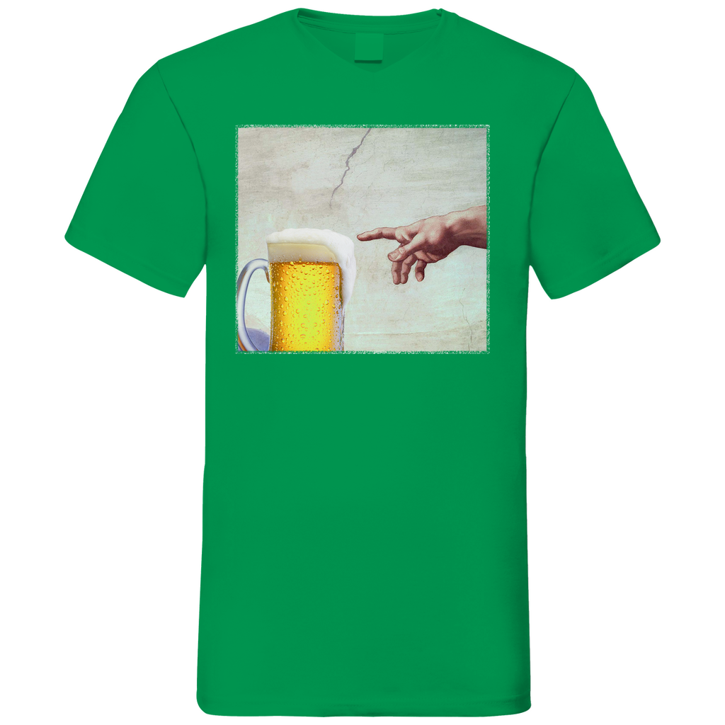 Gottes Hand mit Bier - Herren V-Neck Shirt
