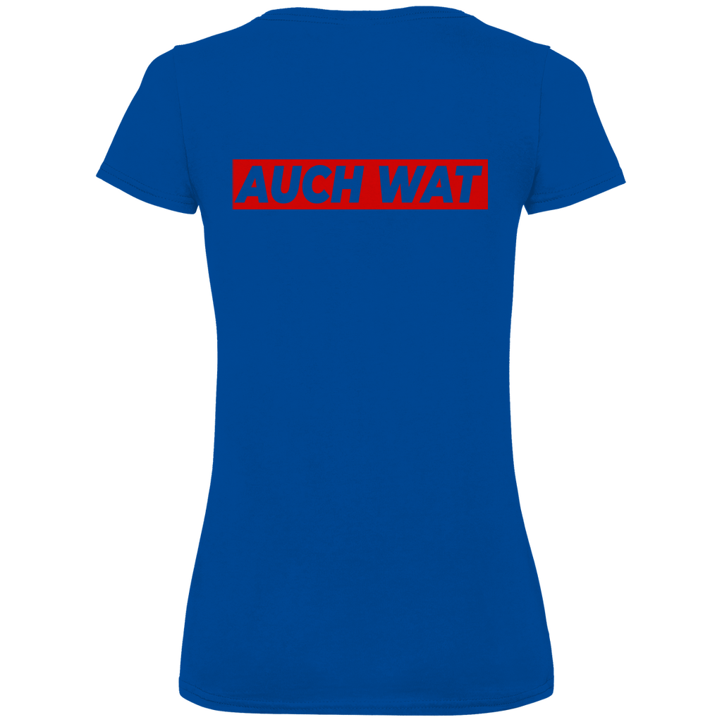 Hinten steht auch wat - Beidseitiger Druck - V-Neck Damenshirt