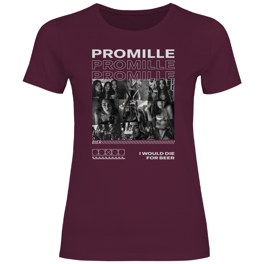 Promille Bier i would die for beer - Damenshirt Burgundy