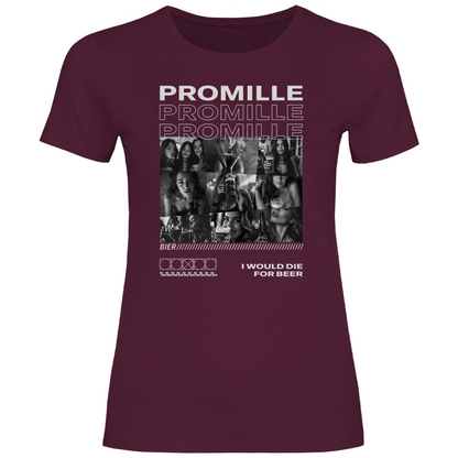 Promille Bier i would die for beer - Damenshirt Burgundy