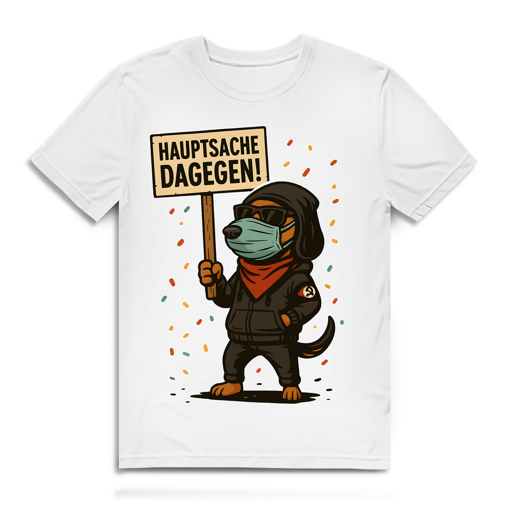 Hauptsache Dagegen Protest Dackel Hunde - Herren Premium Bio T-Shirt White
