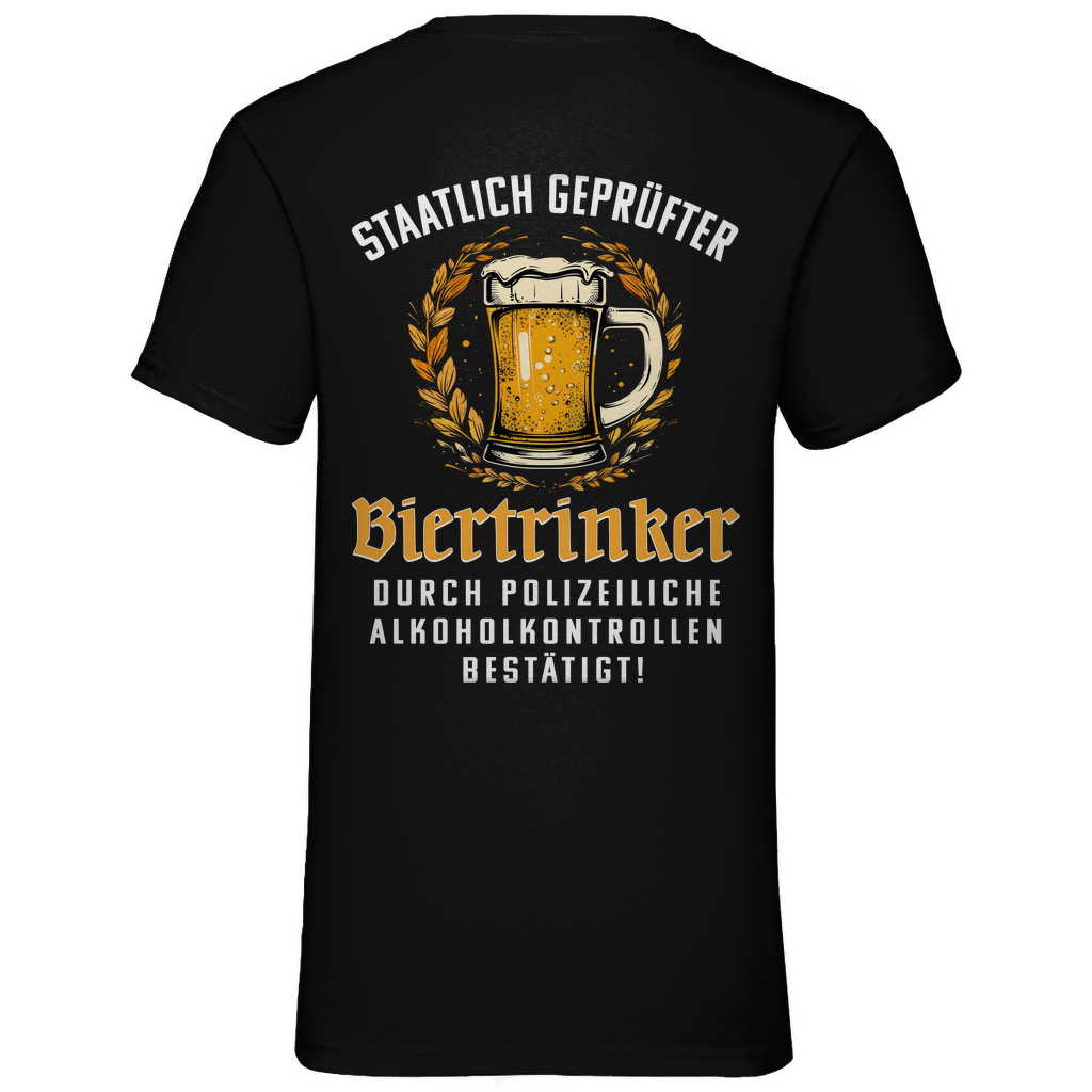 Staatlich geprüfter Biertrinker - Herren V-Neck Shirt Black